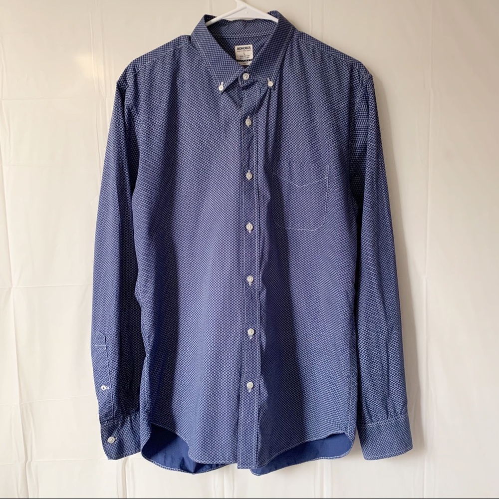 Bonobos Men’s Shirt Slim-Fit Long-Sleeve Blue Size L 100% Cotton